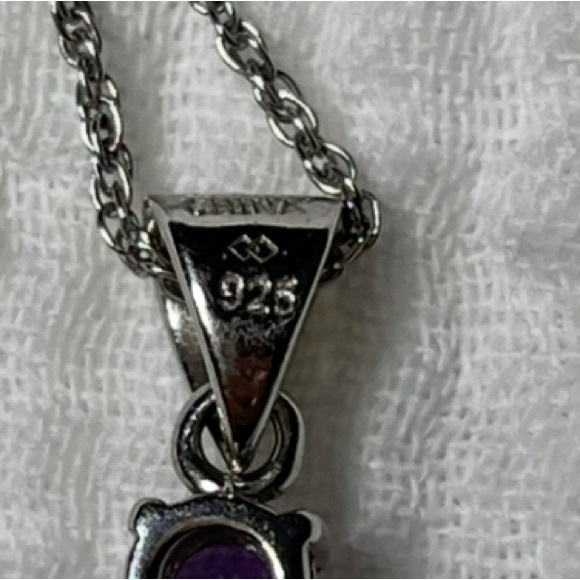 Amethyst & Sterling Silver Cross Necklace 18” Chain Feb. Birthstone Rich Color - Picture 5 of 12